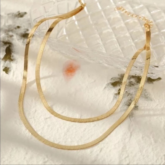 NEW 18K GOLD DOUBLE-LAYERED SNAKE NECKLACE - Picture 2 of 4